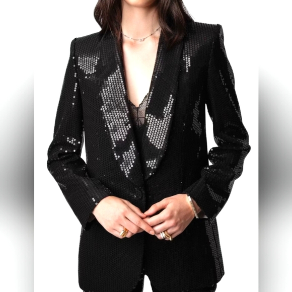 ZADIG & VOLTAIRE Sequin Black Blazer. NWT - Picture 1 of 12